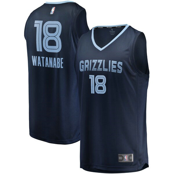 Maillot nba Memphis Grizzlies Icon Edition Homme Yuta Watanabe 18 Bleu marin